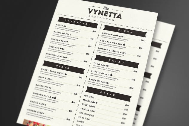 西餐厅菜单模板设计PSD素材 Simple Restaurant Food Menu Package插图(4)