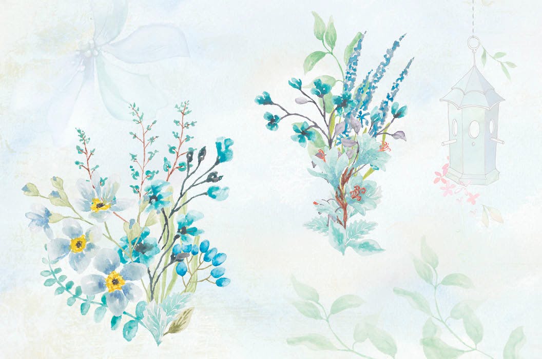 海洋天空色彩水彩手绘绘画剪贴画素材包 Turquoise Splash: Watercolor Clip Art Set插图(3)