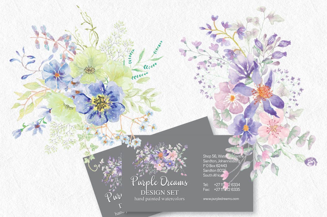 水彩花卉手绘图案剪贴画PNG素材 II Set of 8 Watercolor Clip Art Sprays II插图(4)