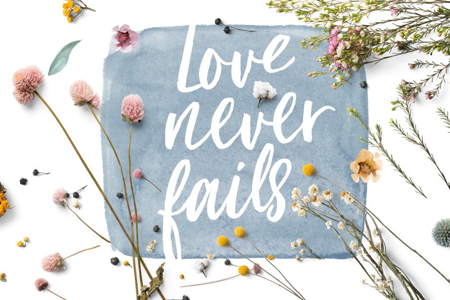 手写英文字体&手绘水彩花卉剪贴画 Loving Saskia Font & Graphics Bundle插图(20)