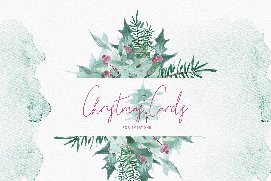 美丽冬季圣诞水彩剪贴画合集 Merry Christmas Watercolor Bundle插图(3)