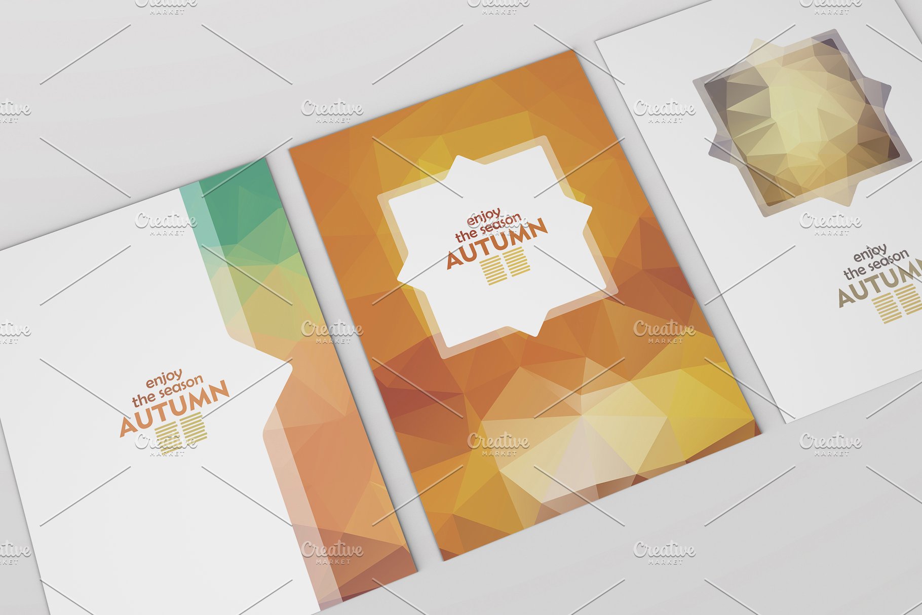 丰收季节秋天主题小册子模板 Set of Autumn brochures插图(6)