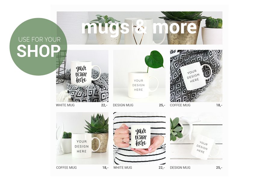 白色咖啡马克杯样机模板 White coffee mug mockup photo插图(1)