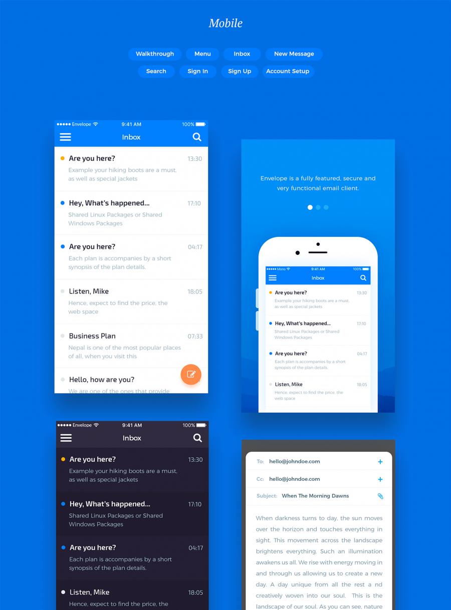 一套支持多种设备分辨率的邮件UI KITS下载[PSD,Sketch]插图(7)