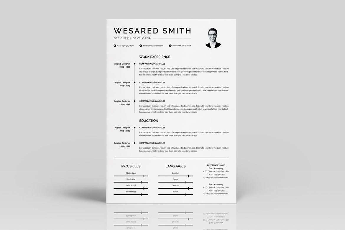 黑白设计风格个人简历/介绍信设计模板v13 Resume Template 13插图(4)