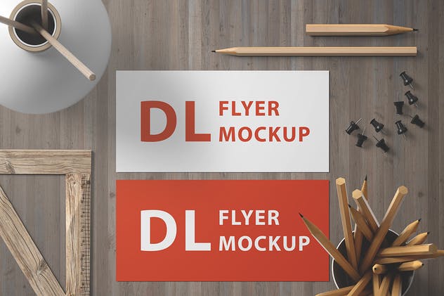 高品质横向DL传单样机套装v1 Landscape DL Flyer Mockup Set 1插图(2)