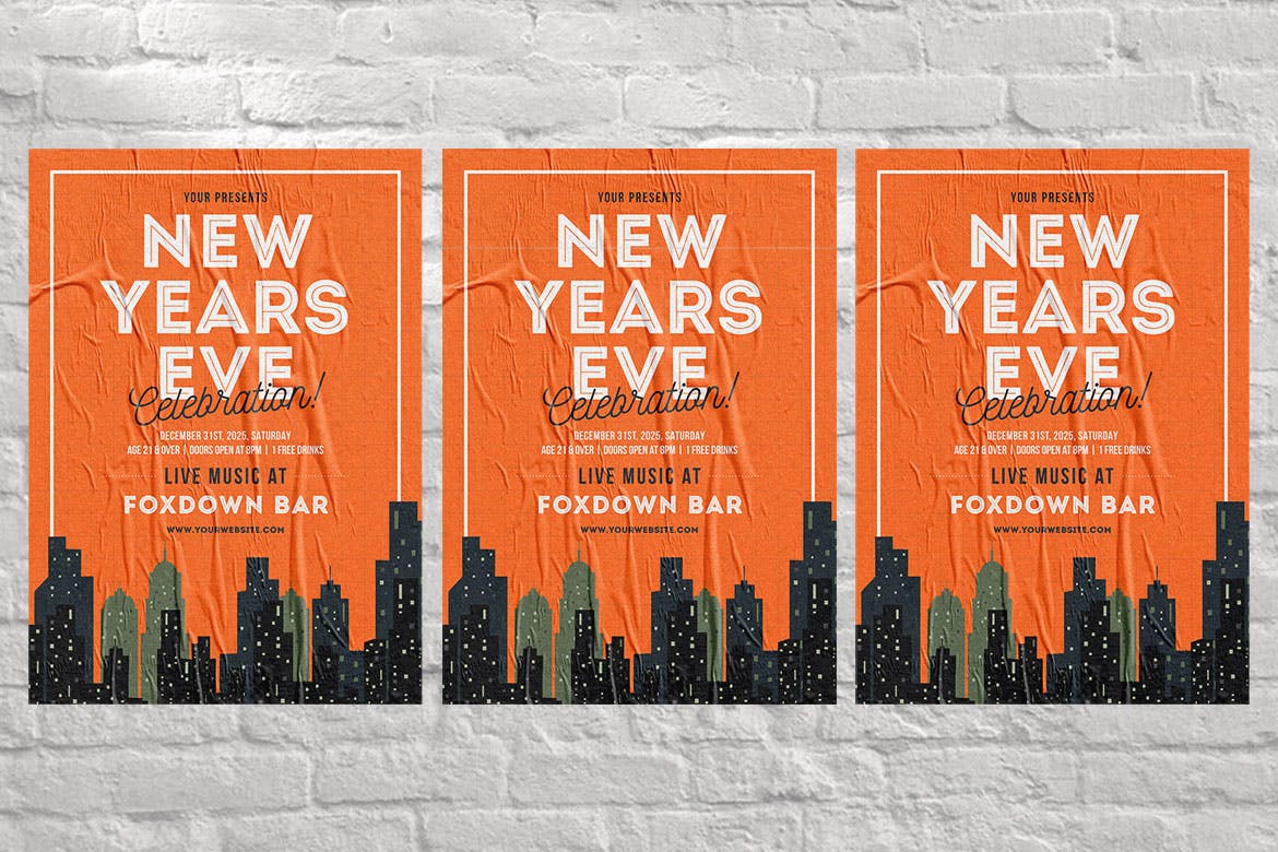 新年前夜酒吧活动海报传单素材库精选PSD模板 New Years Celebration Flyer插图(2)