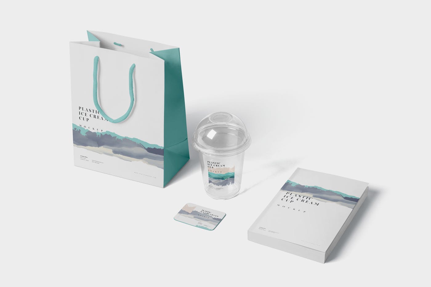 透明塑料冰淇淋杯外观设计样机模板 Transparent Plastic Ice Cream Cup Mockups插图(4)