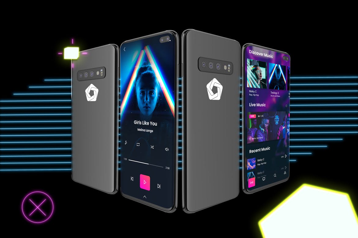 三星智能手机Neon S10全方位UI设计展示样机 Neon S10 mockup插图(3)