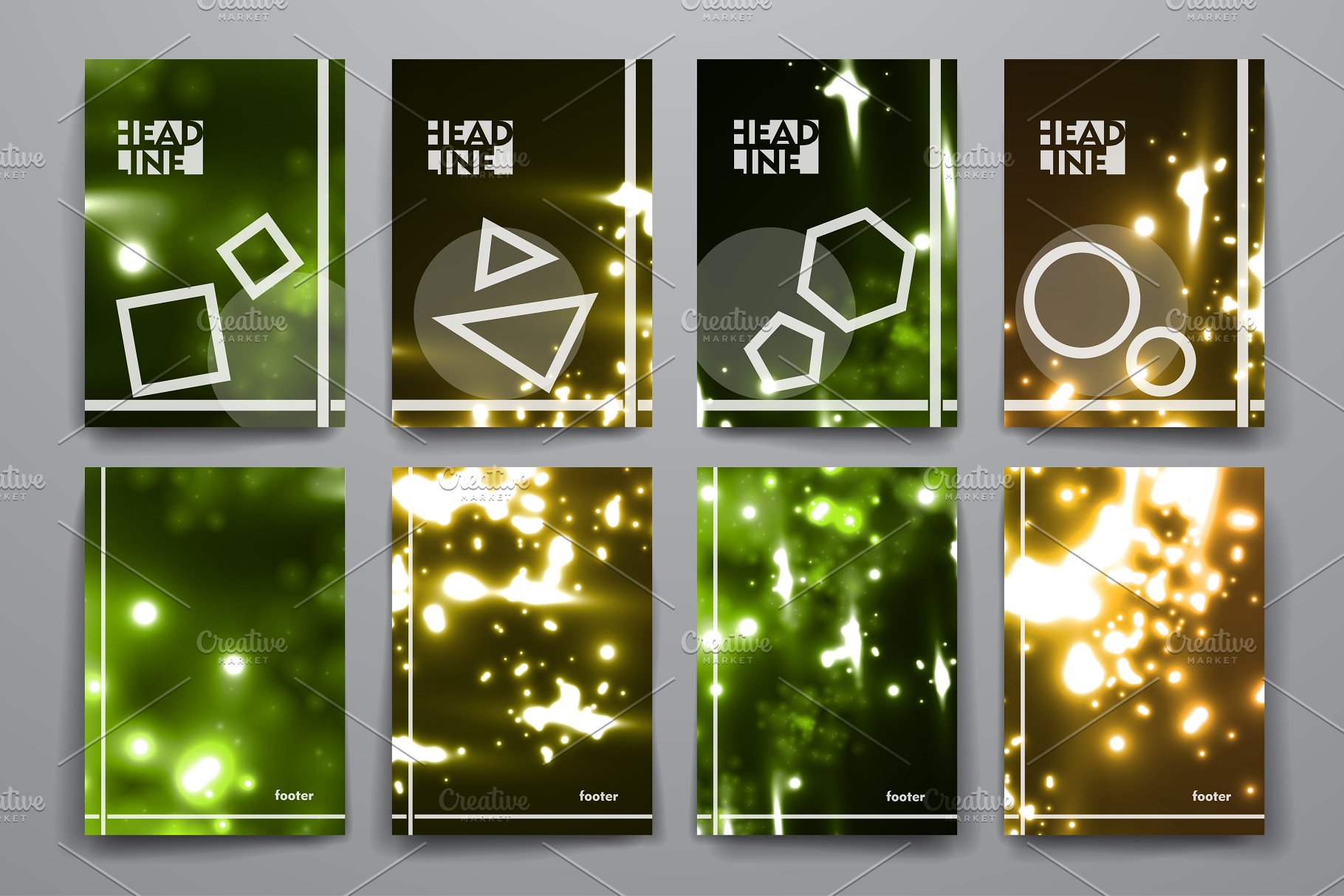 荧光斑驳光点背景画册模板 Set of Abstract Brochures插图(3)