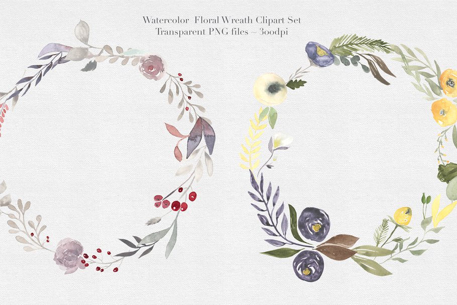 水彩花环插画集 Watercolor Floral Wreaths Vol.1插图(2)