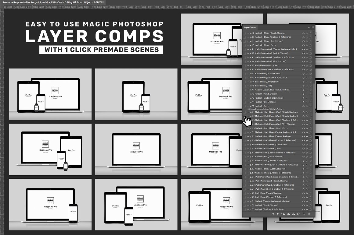 素材库下午茶：一批漂亮的响应式网页或平台UI设计展示场景组合样机下载 [PSD]插图(6)