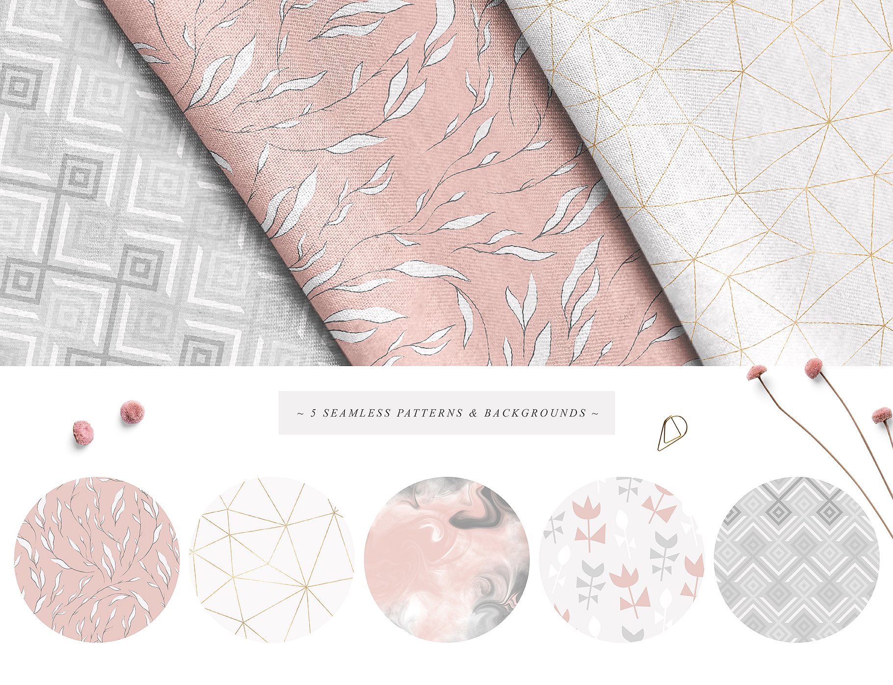 淡雅柔和的灰粉设计元素合集 Tender Mist Collection Pro插图(3)