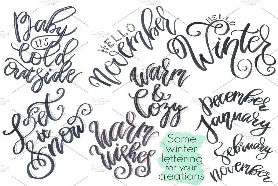 冬季圣诞节主题手绘插画套装 Winter Christmas Hand-painted Kit插图(4)