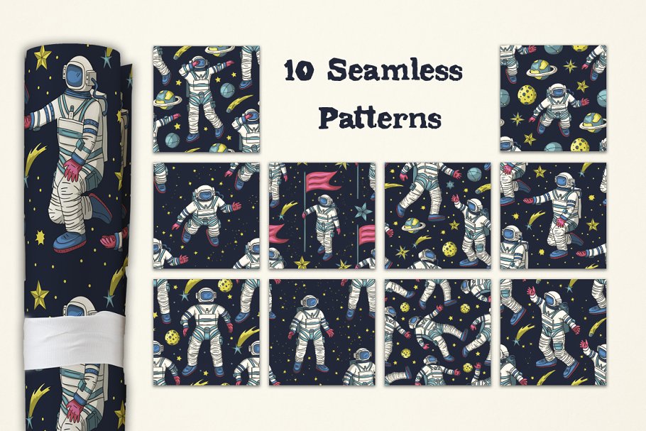 多元素的太空宇航员剪贴画集插图(6)