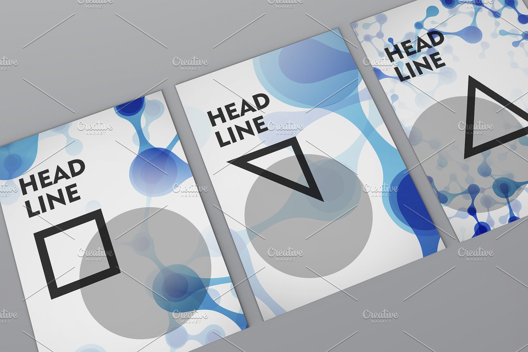 DNA&几何图形风格小册子模板 Brochures in DNA and geometric style插图(4)