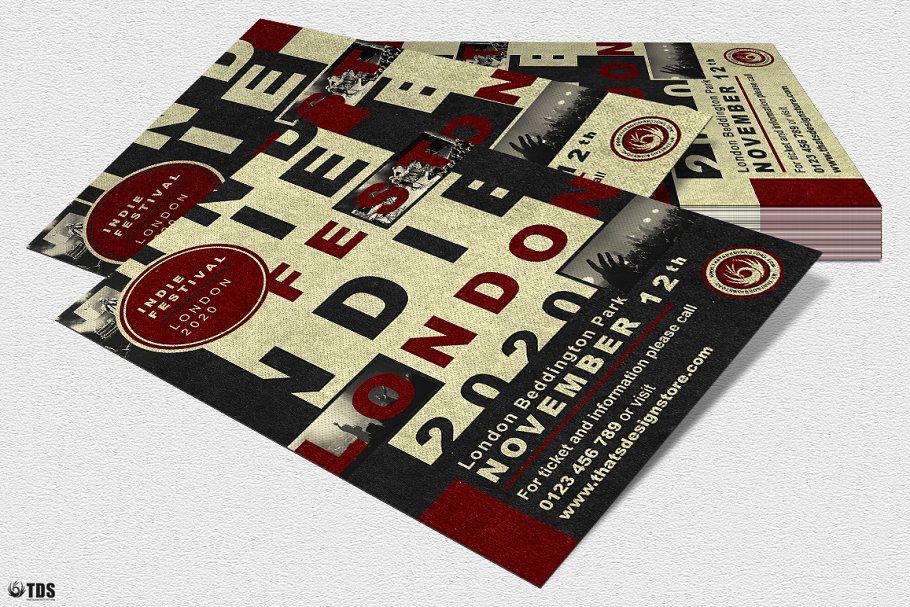 独立现场海报传单模板v3 Indie Live Festival Flyer PSD V3插图(3)