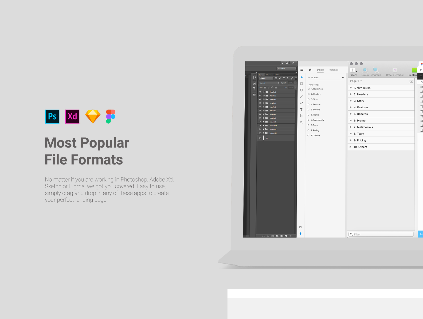 素材库下午茶：超级实用与多功能的着陆页线框图套装下载[XD,fig,PSD,sketch]插图(6)