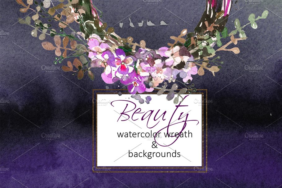 水彩花环剪贴画 Watercolor Floral Wreath Clip Art插图(7)