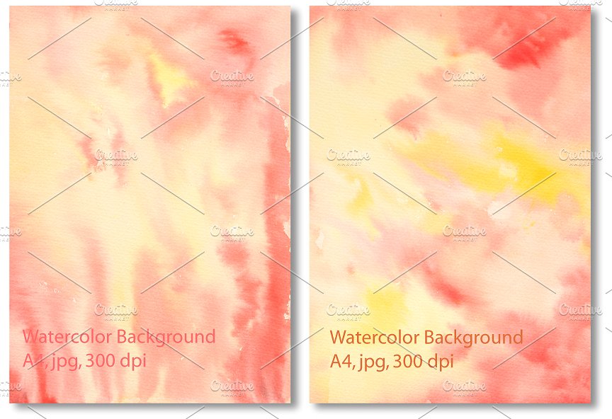 黄橙色水彩背景 Yellow Orange Watercolor Background插图(3)