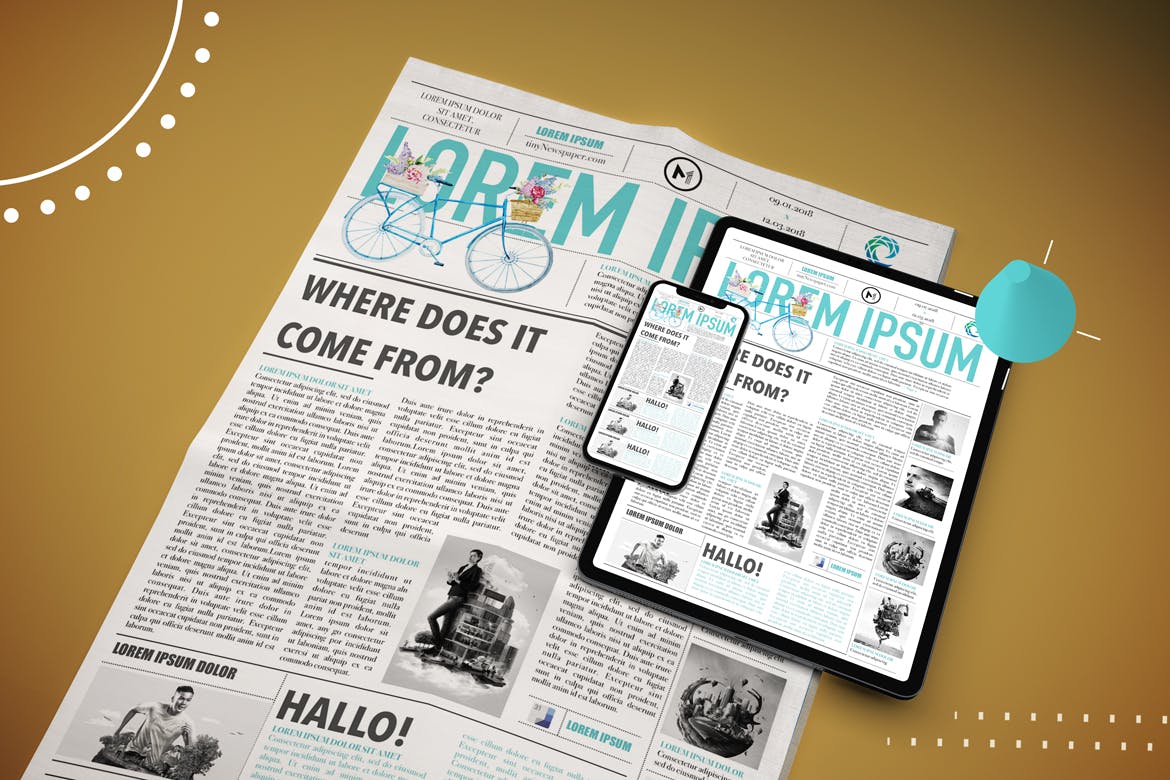 抽象设计风格报纸资讯类APP应用UI设计效果图素材库精选样机 Abstract Newspaper App MockUp插图(5)