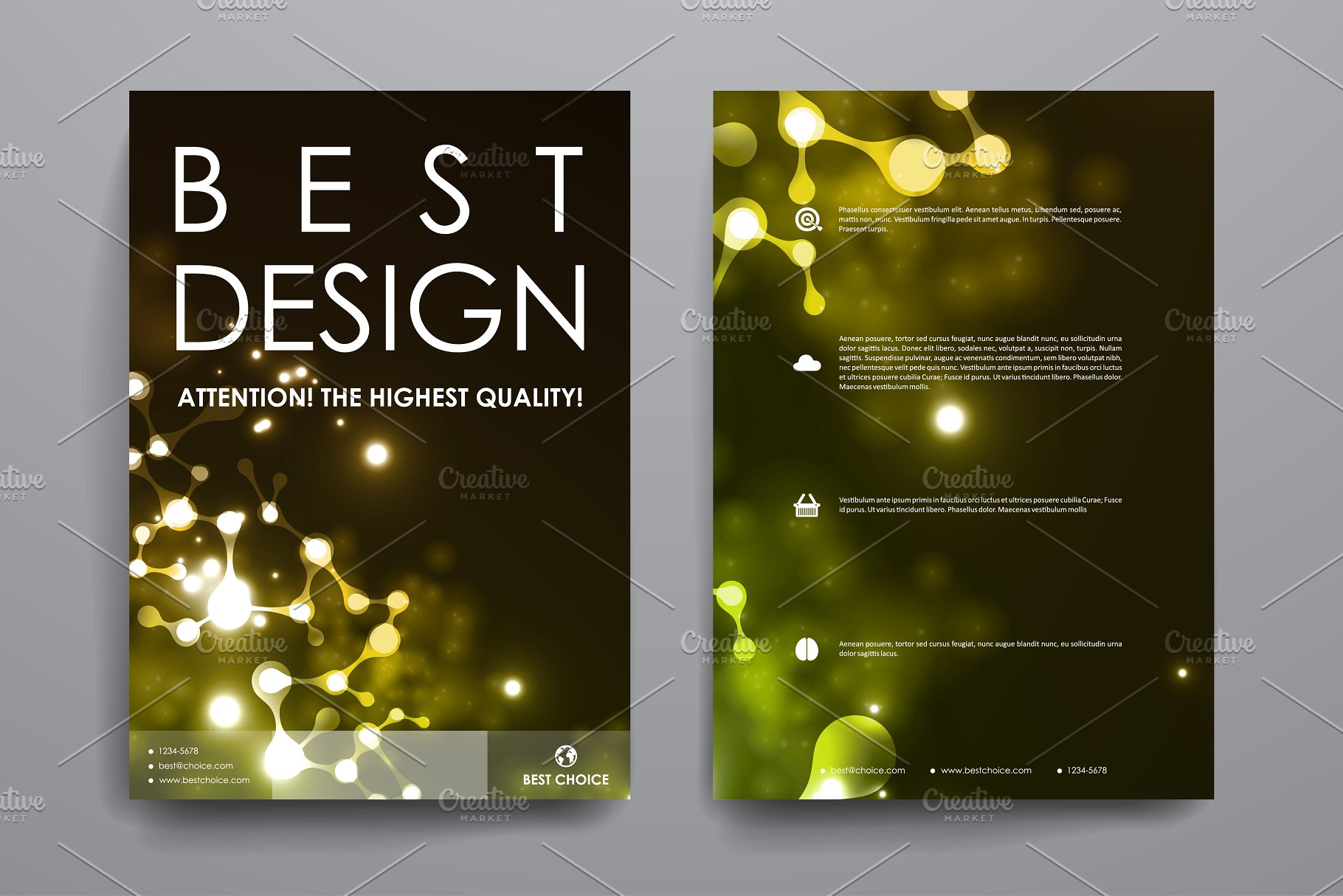 简约抽象图形背景小册子模板Set of Beautiful Brochures插图(1)