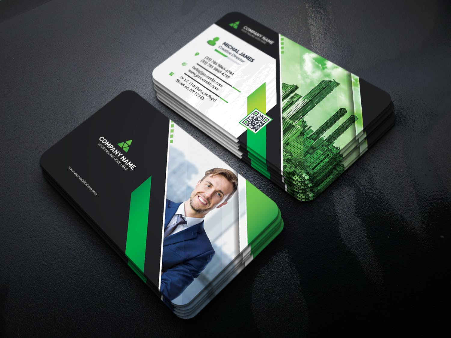 个性大头照圆角名片排版设计模板 Business Card插图(2)