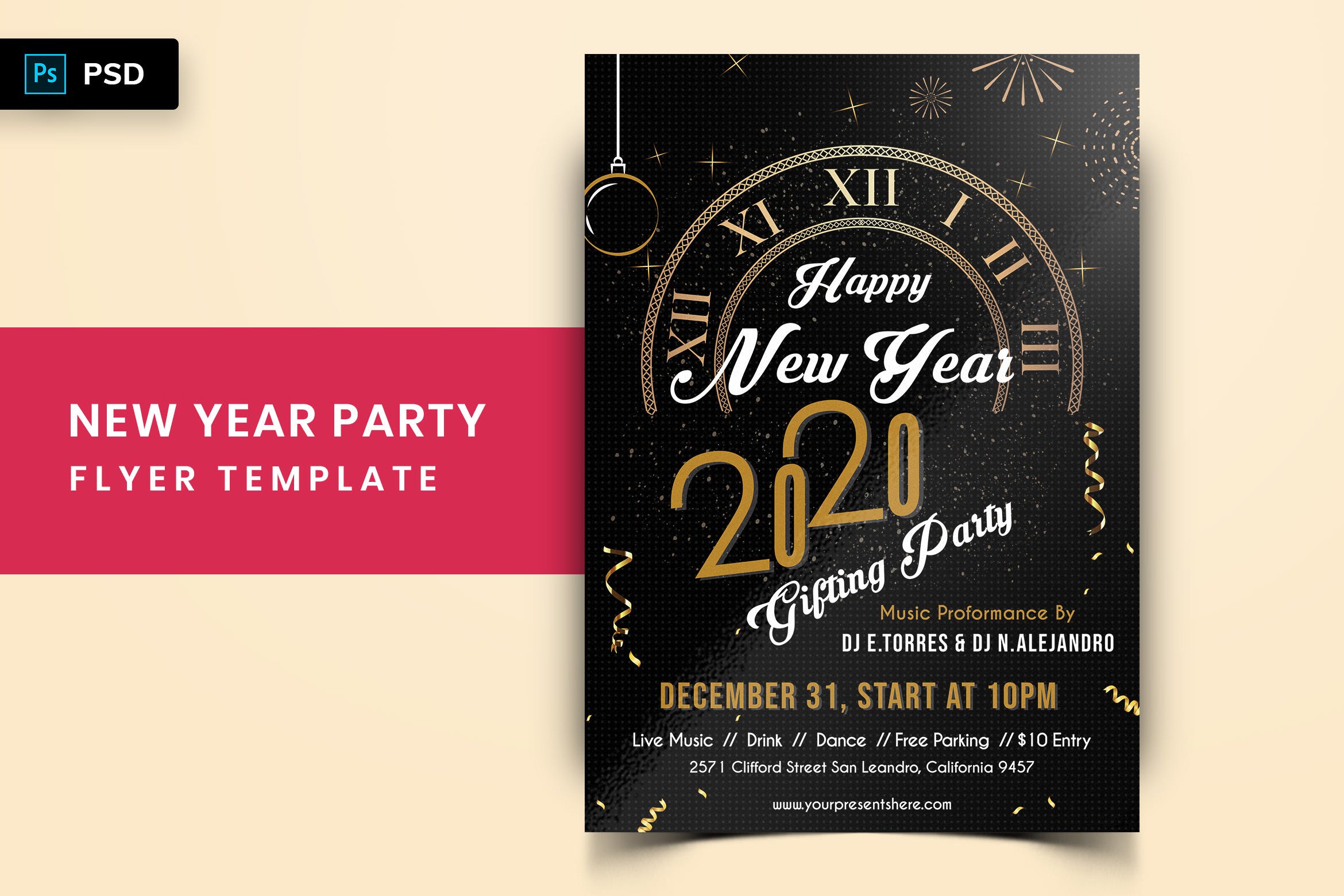 2020年新年倒计时主题活动海报传单素材库精选PSD模板 New Year Party Flyer-03插图