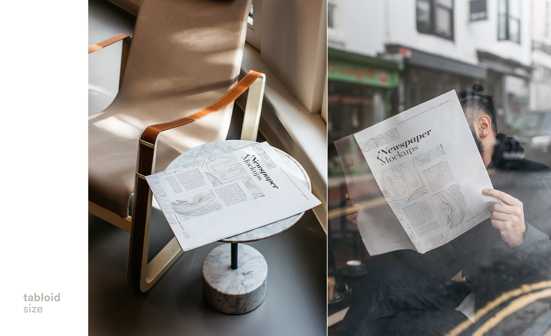 报纸版面设计图预览样机模板 Newspaper Mockups插图(2)