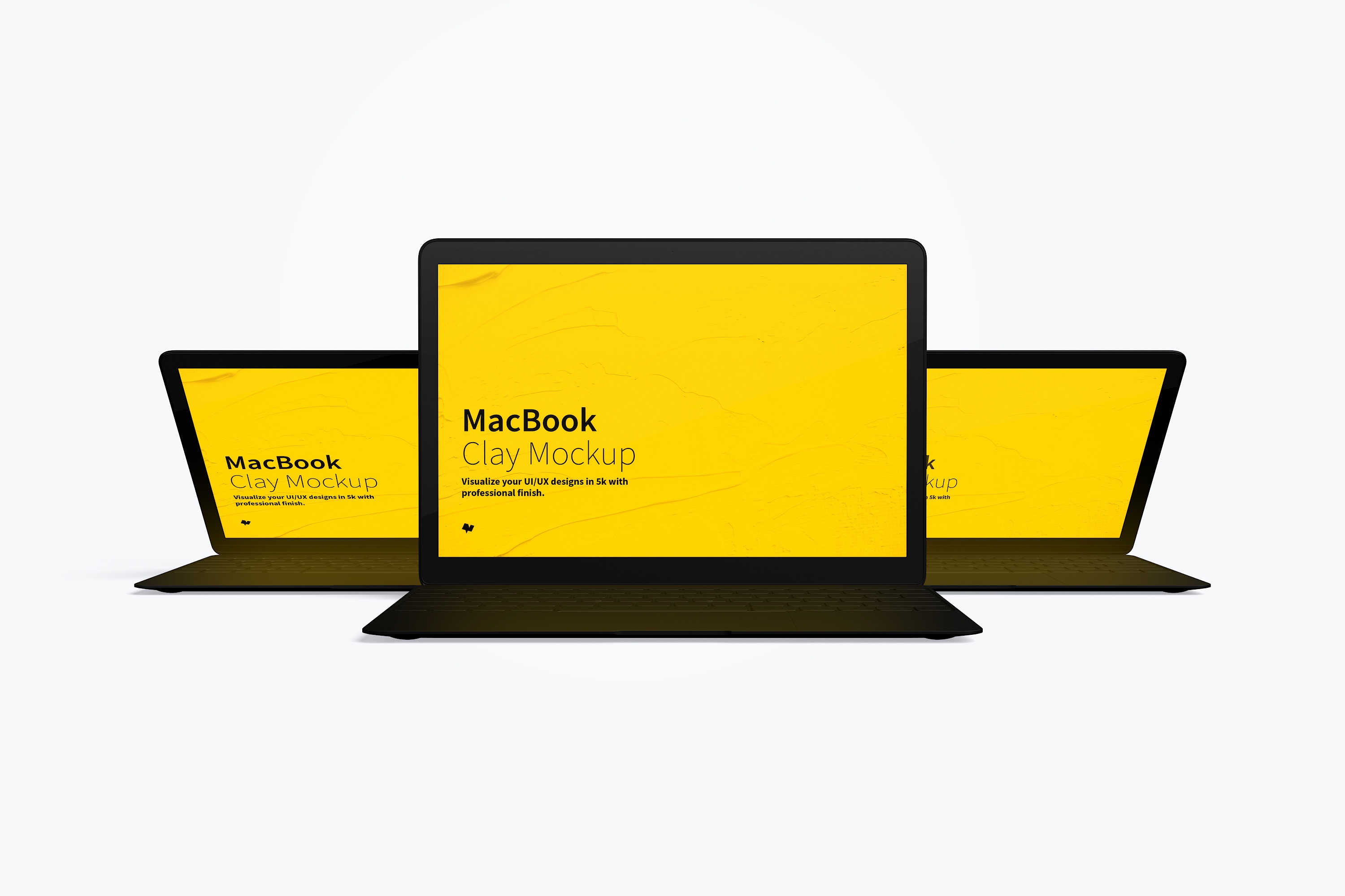 MacBook笔记本电脑多屏幕预览前视图样机03 Clay MacBook Mockup, Front View 03插图(5)