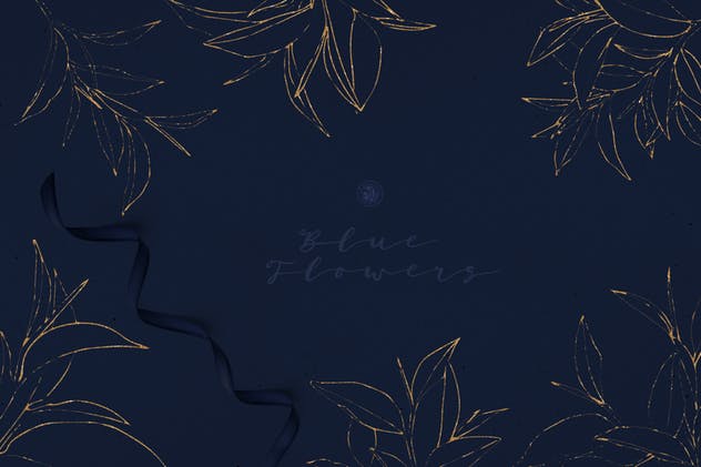 浪漫蓝色花卉水彩矢量插画套装 Blue Flowers插图(1)