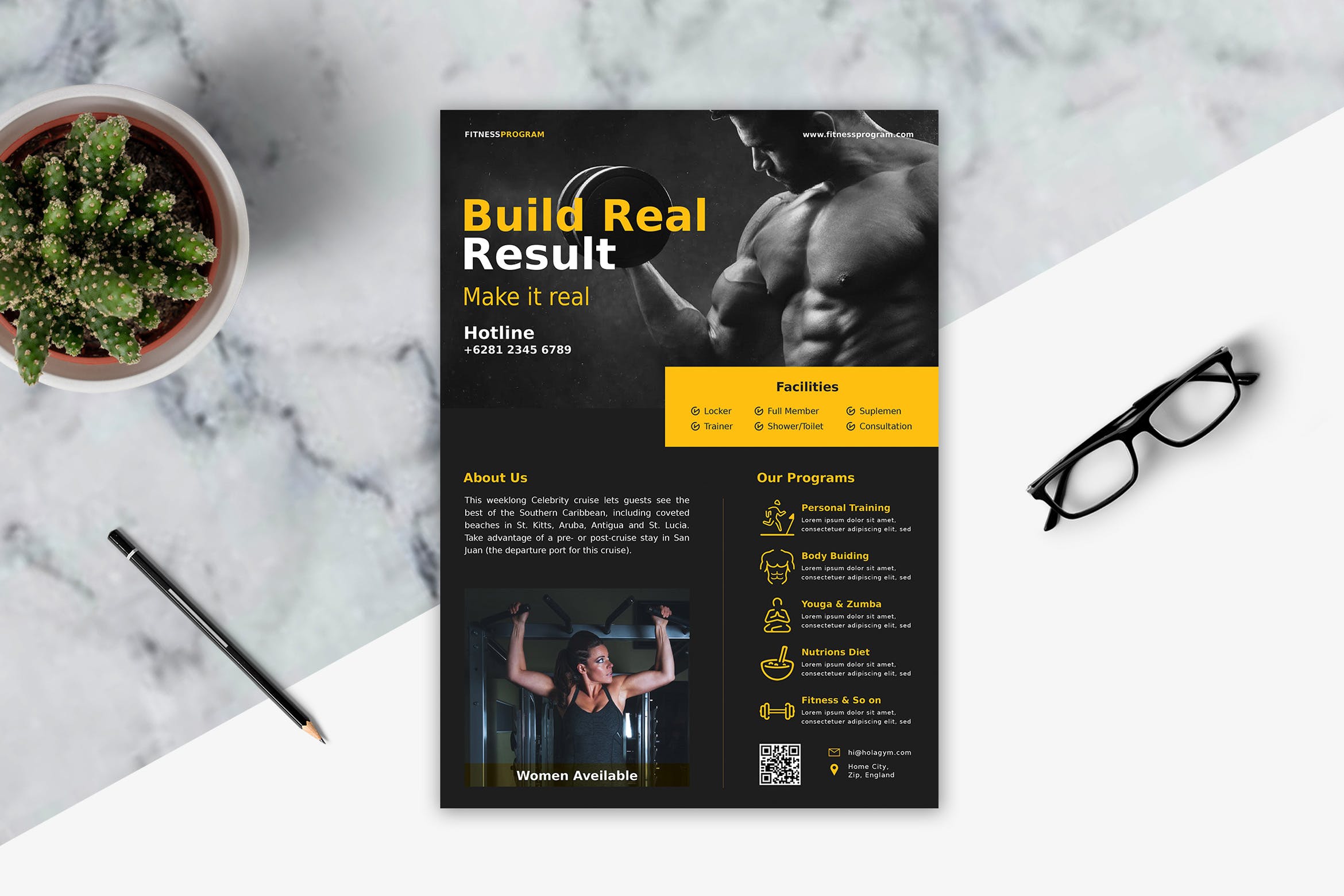 综合健身房海报传单素材库精选PSD模板v1 Fitness Flyer Template Vol. 1插图