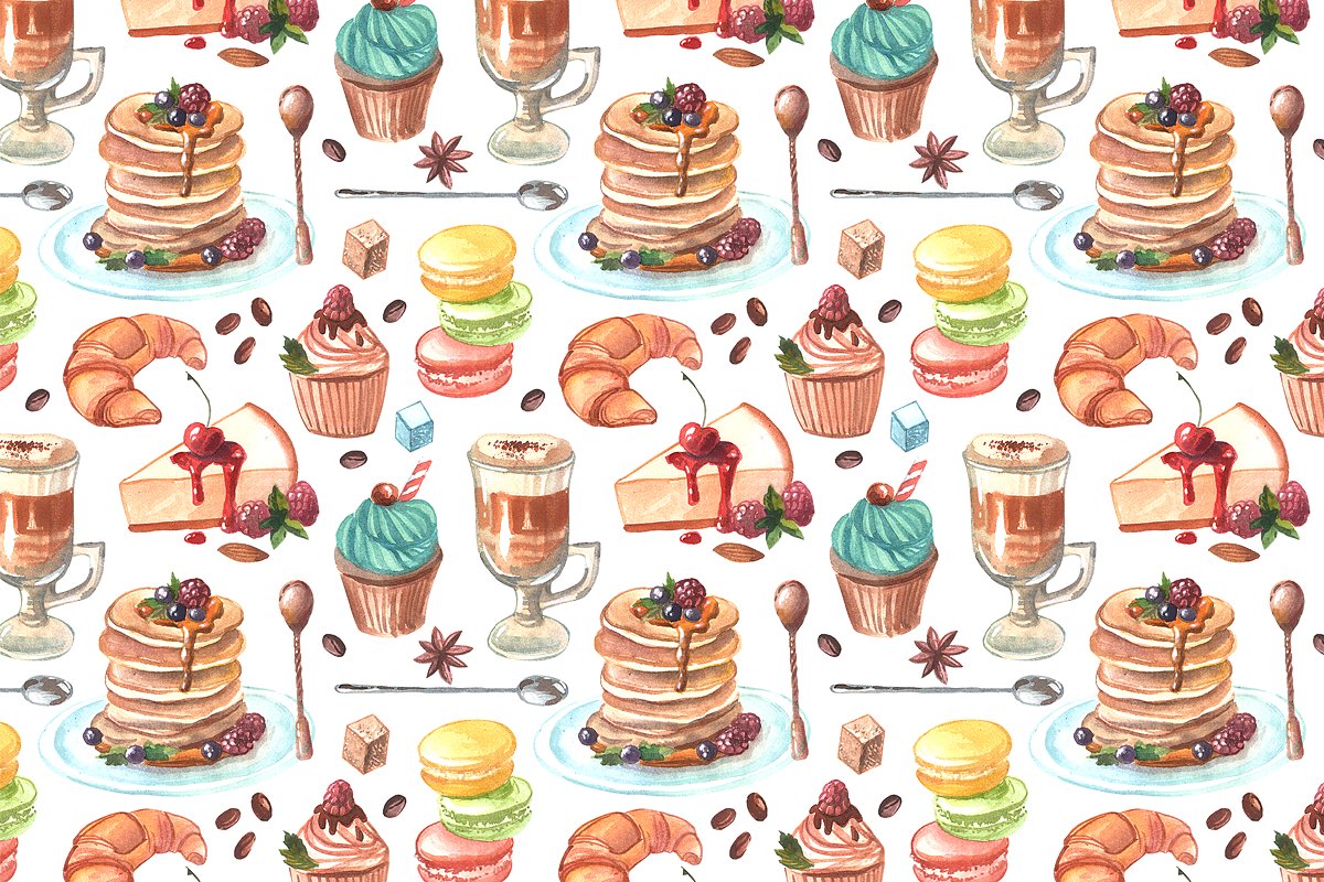 高质量的手绘水彩画咖啡&甜品图集下载[psd,png,jpg]插图(3)