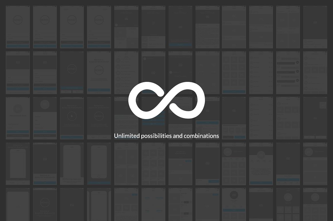 iOS 应用设计线框图素材包 Bones IOS Wireframe Kit [PS,AI,Sketch]插图(5)
