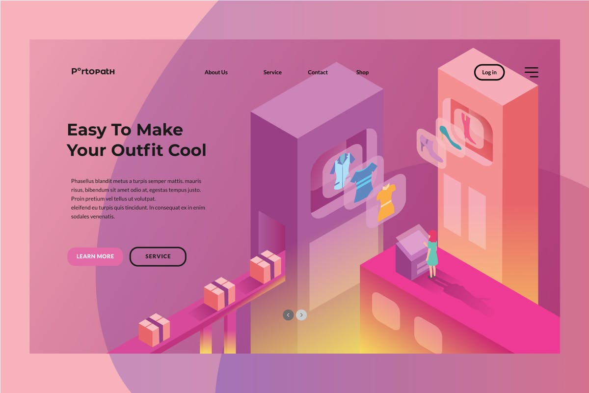 现代服饰电子商务服务主题着陆页设计模板[AI,EPS] Easy To Make Your Outfit Cool插图