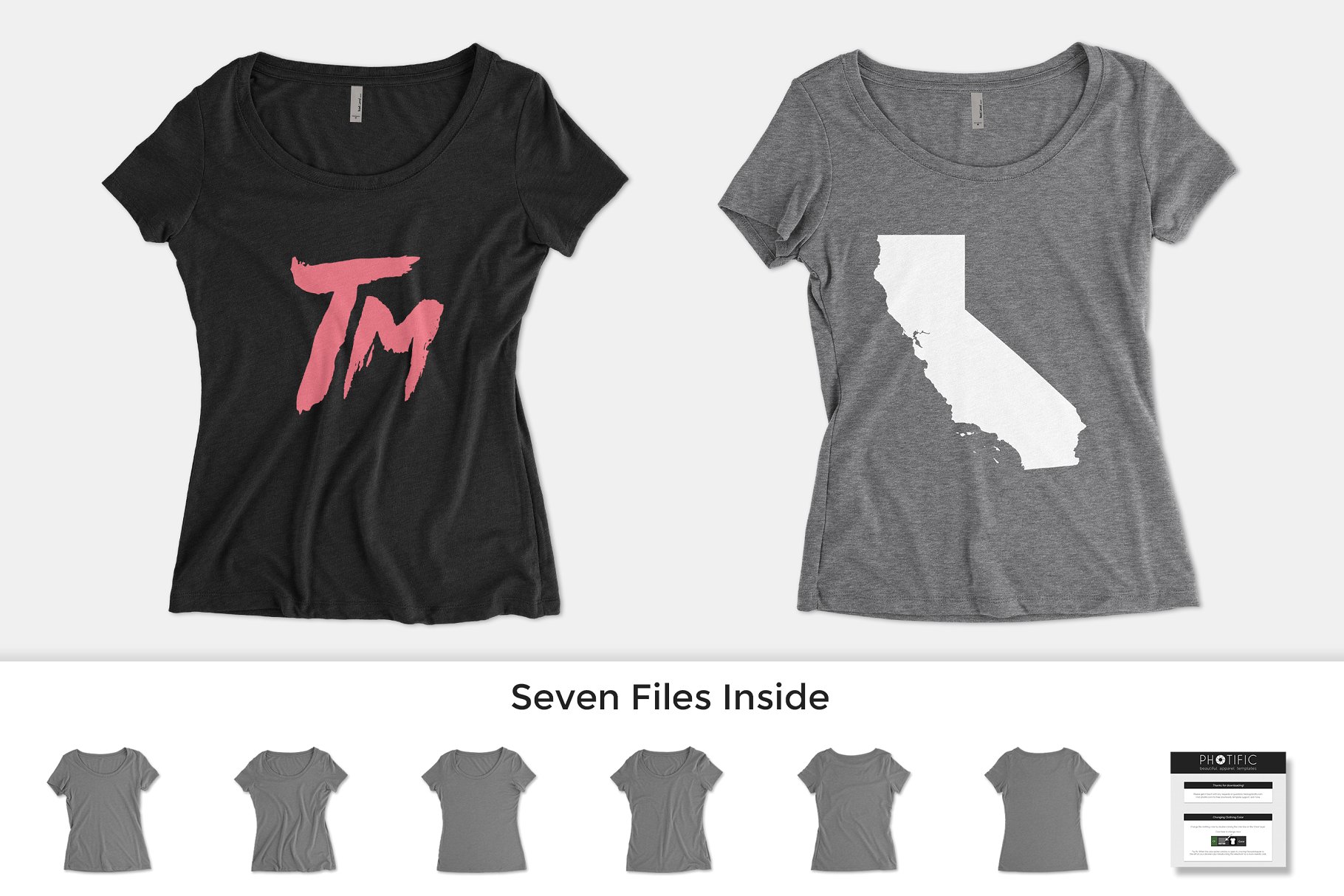 收腰款式女士T恤样机模板 Next Level 6730 Tri-Blend Scoop插图(3)