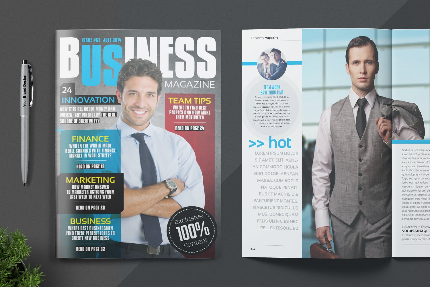商务/金融/人物素材库精选杂志排版设计模板 Magazine Template插图