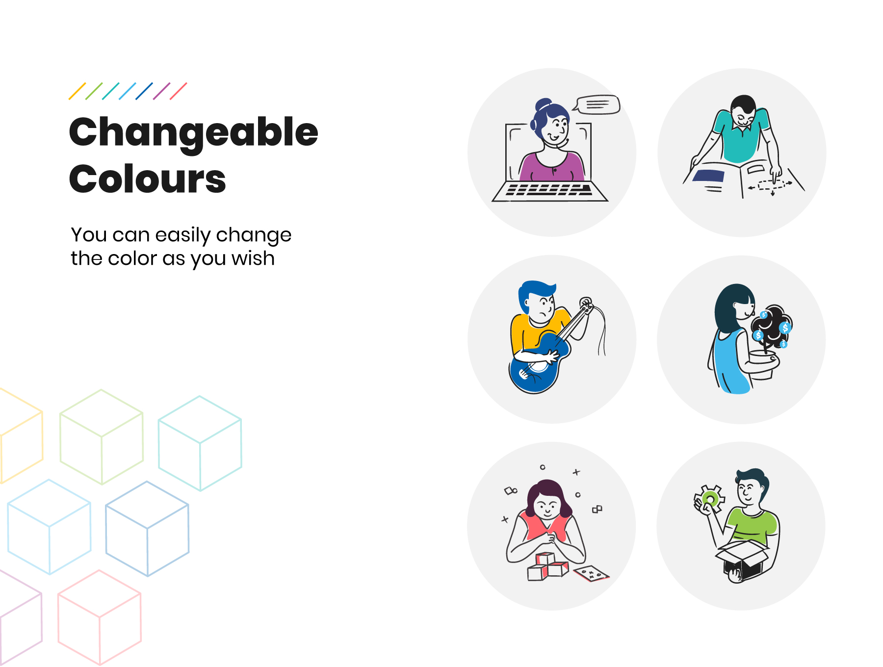 素材库下午茶:适用于网站设计的卡通人物矢量插画素材插图(2)