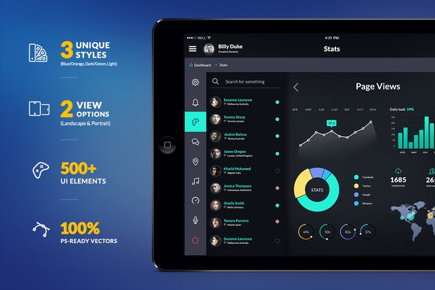 平板电脑APP应用UI界面设计模板 InSpired – iPad & Tablet App Design UI Kit插图(1)