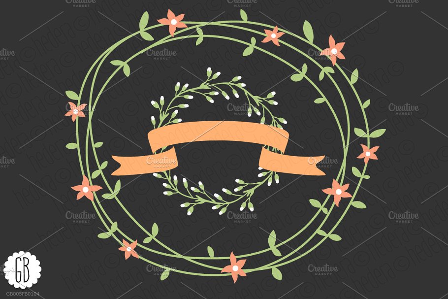 爱情花环玫瑰心形剪贴画 Love wreaths roses heart clip art插图(1)