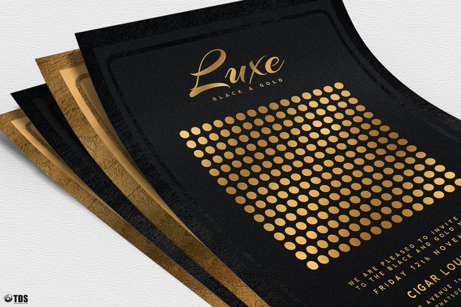 极简主义黑金风格传单PSD模板v2 Minimal Black Gold Flyer PSD V2插图(4)