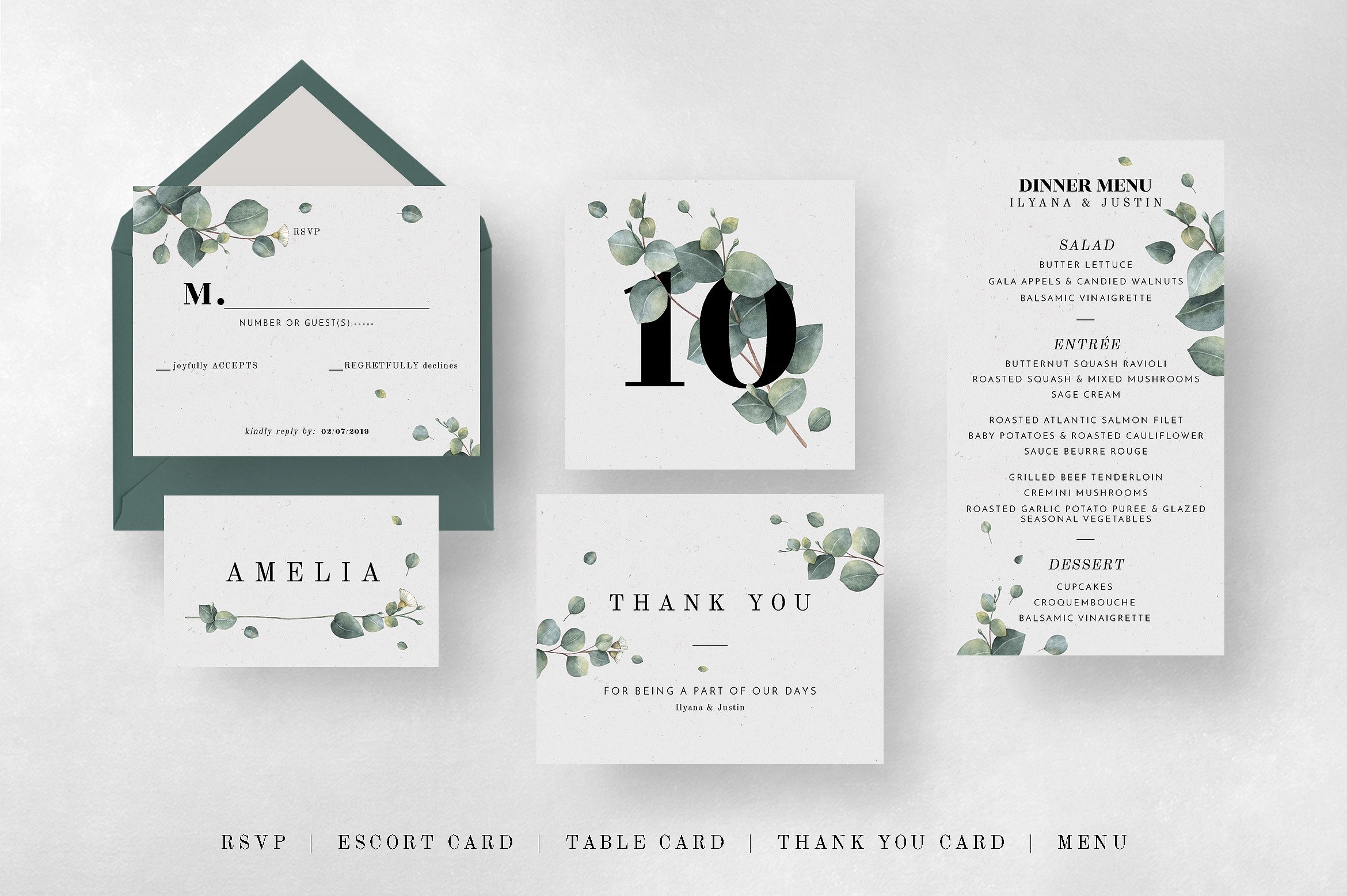 桉树树叶装饰婚礼设计套件 Eucalyptus Foliage Wedding Suite插图(5)