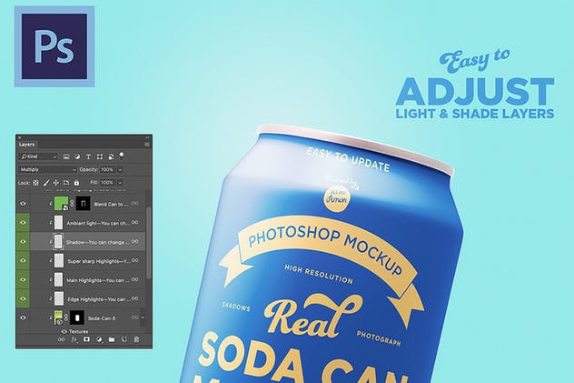 苏打水/碳酸饮料易拉罐样机 Soda can mockup插图(4)