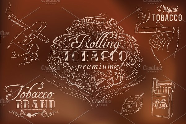 复古烟草黑板粉笔画 Tobacco vintage插图(1)
