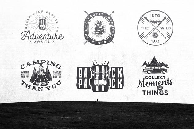 12款复古户外运动品牌Logo设计模板 12 Vintage Outdoor Adventure Logos / Retro Badges插图(4)