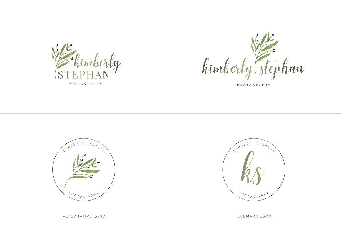 超级水彩风 Logo 设计素材包 Watercolor Premade Branding Logo Kit [模板、纹理&元素]插图(46)