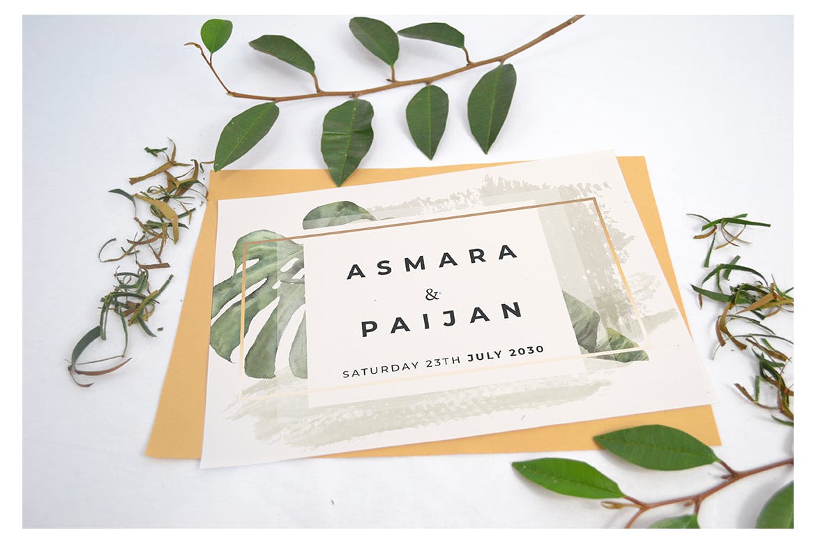 婚礼邀请函设计效果图样机素材库精选模板v4 Beautiful Realistic Wedding Invitation Mockup V4插图(3)