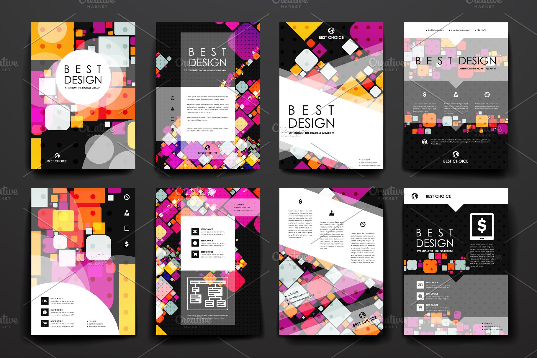 多彩抽象图形背景小册子模板 Abstract Brochures插图(12)