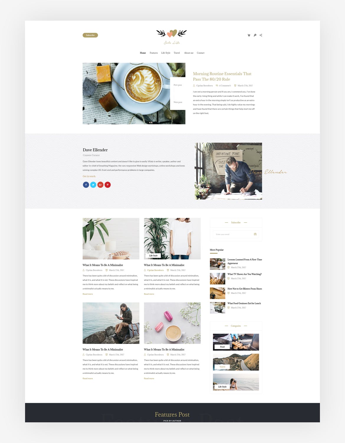 优雅简约风博客/杂志网站设计PSD模板 Solo Life – Blog Magazine Psd Template插图(2)