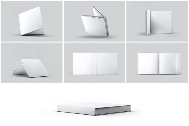 方形精装图书封面效果图样机素材库精选 Square Book Mock-Up插图(7)